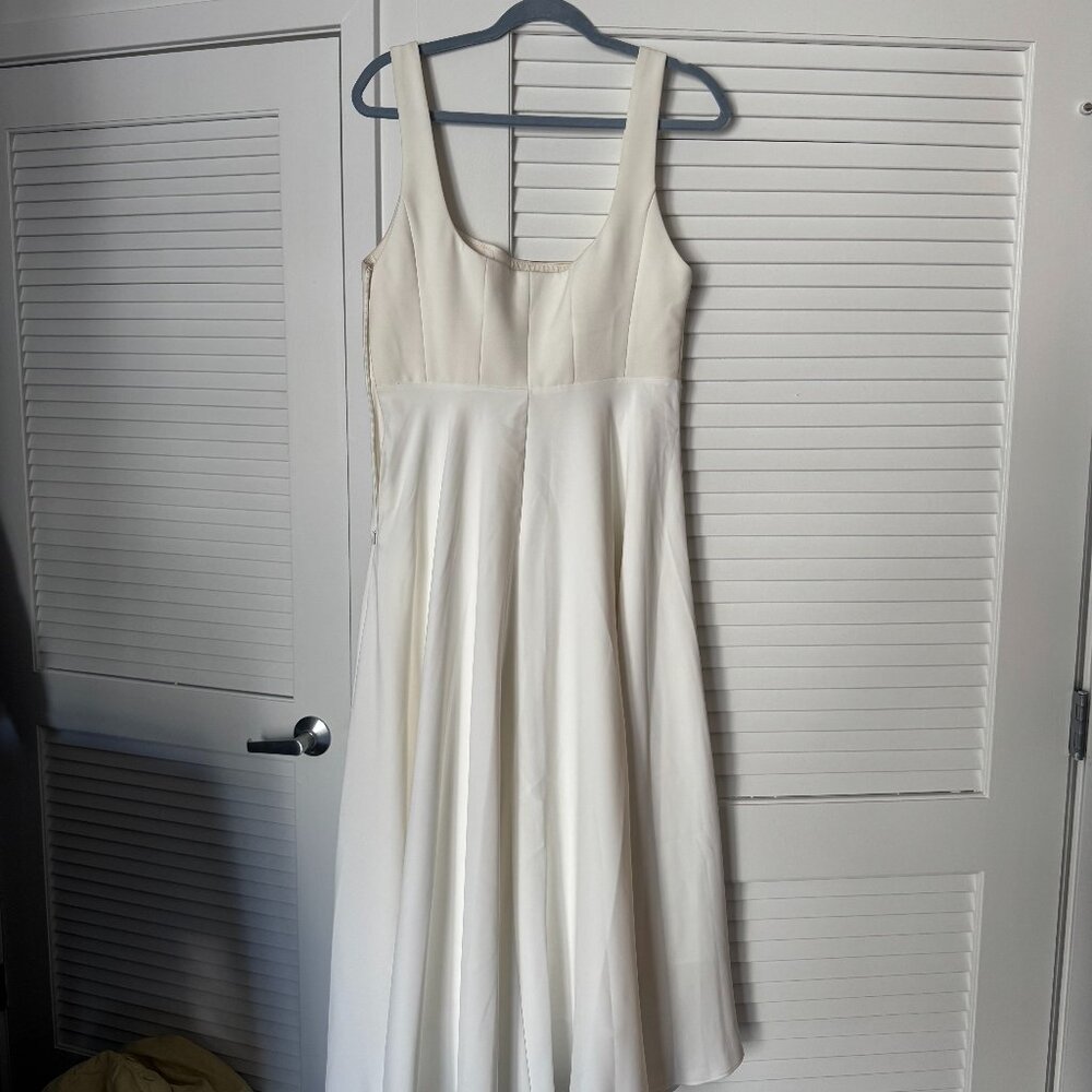 Odd muse midi dress square neck in white